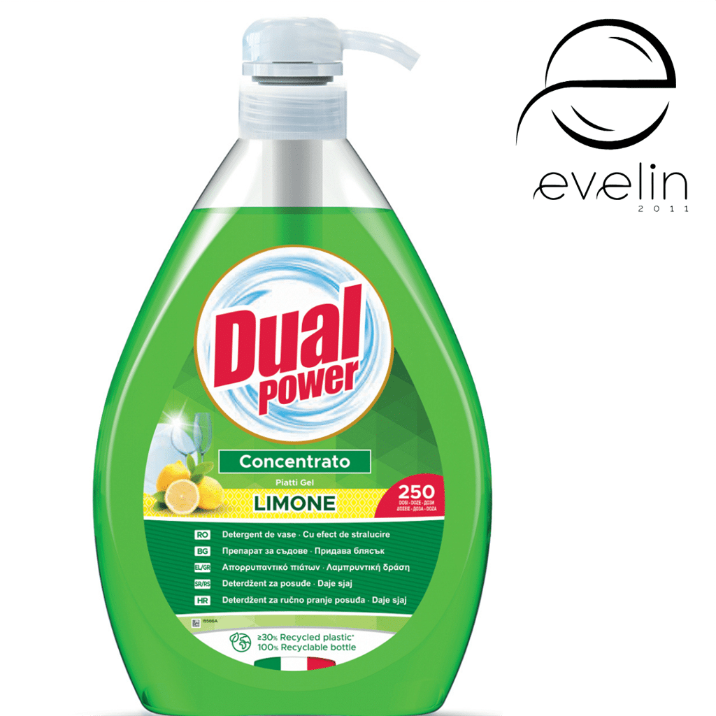 Dishwashing detergent Dual 1 l. - Pump Lemon 250 doses