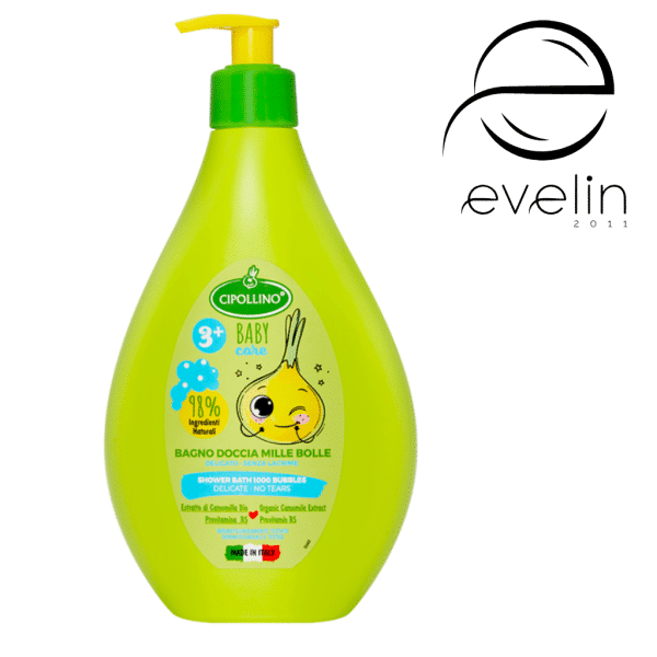 Baby Shower Gel Chipollino with organic oat extract, chamomile, vegetable glycerin and provitamin B5 400 ml.