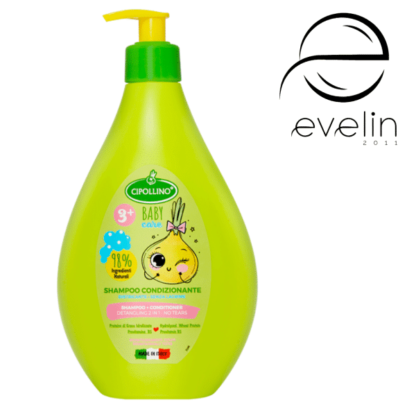Бебешки шампоан Chipollino 2 В 1 за разплитане без сълзи с лайка, растителни протеини,провитамин B5- 400 мл.