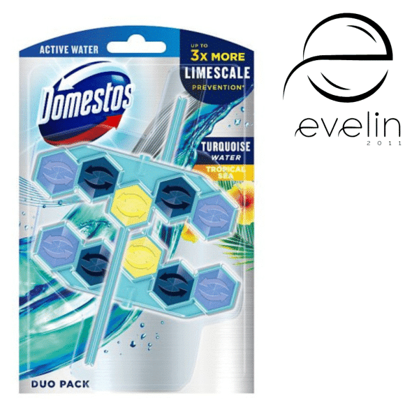 Тоалетно блокче ДОМЕСТОС WC POWER 5 2Х53 гр. - TURQOISE WATER