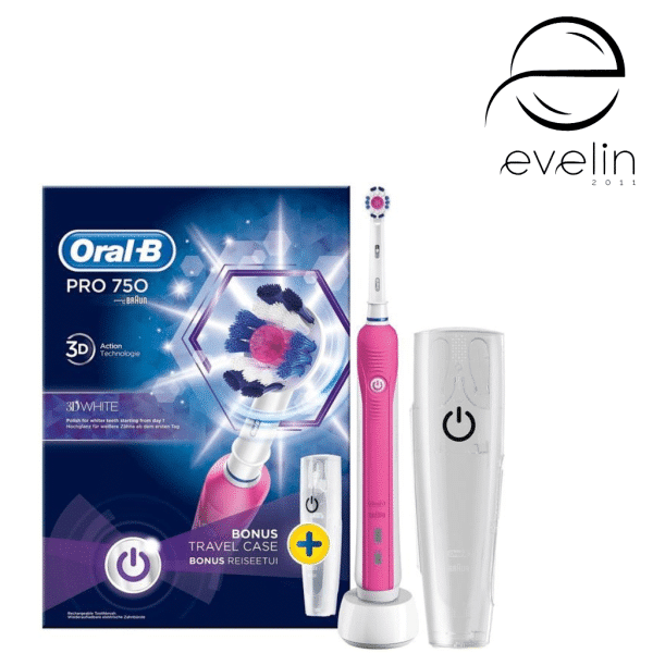 Четка за зъби Oral-B 1 бр. Pro 750 3D Бяла + калъф