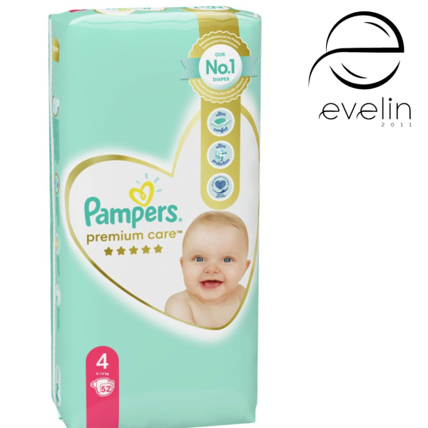 Diapers 52 pcs size 4 PREMIUM CARE 9-14 kg.