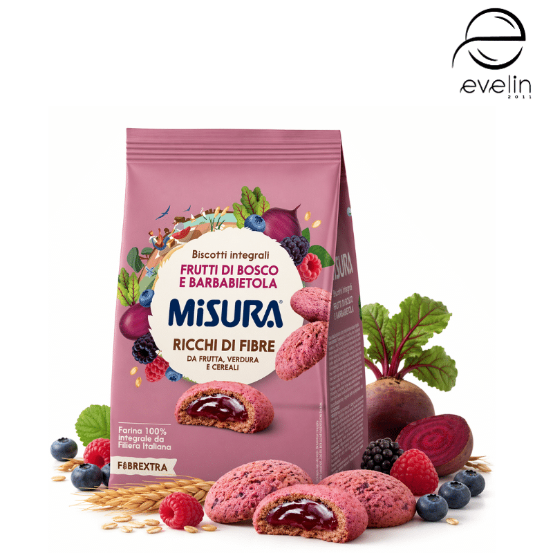 Бисквитки пълнозърнести с горски плодове и пълнеж от цвекло 260 гр.