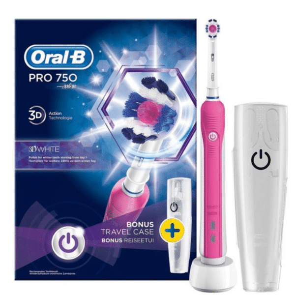 Четка за зъби Oral-B 1 бр. Pro 750 3D Бяла + калъф