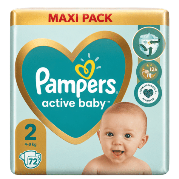 Памперс Active Baby Diapers 72 бр. размер 2 4-8 кг.