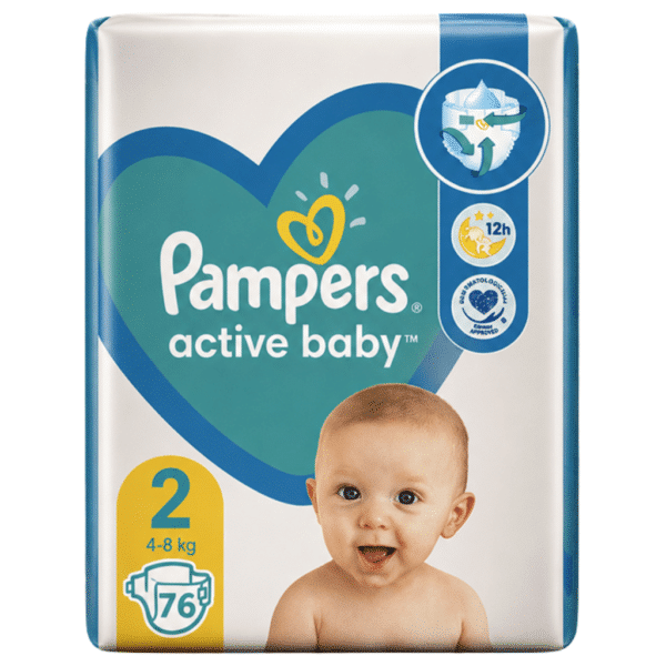 Памперс Active Baby Diapers 76 бр. размер 2 4-8 кг.