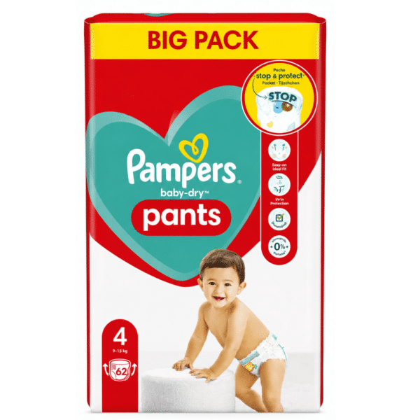 Памперс Baby Dry Pants 62 бр. размер 4 9-15 кг.