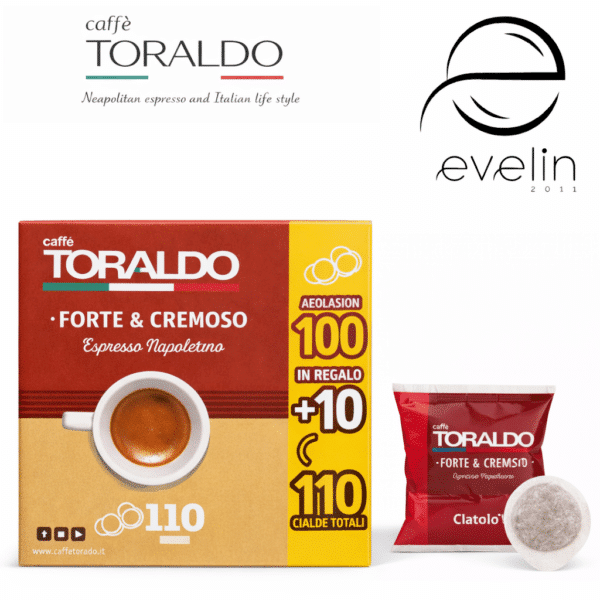 Toraldo Coffee Capsules 100+10 pcs. paper - Espresso Forte & Cremoso with hazelnut and almond aroma
