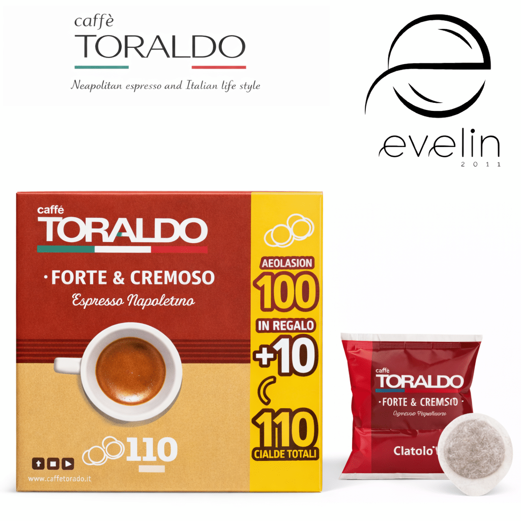Toraldo Coffee Capsules 100+10 pcs. paper - Espresso Forte & Cremoso with hazelnut and almond aroma