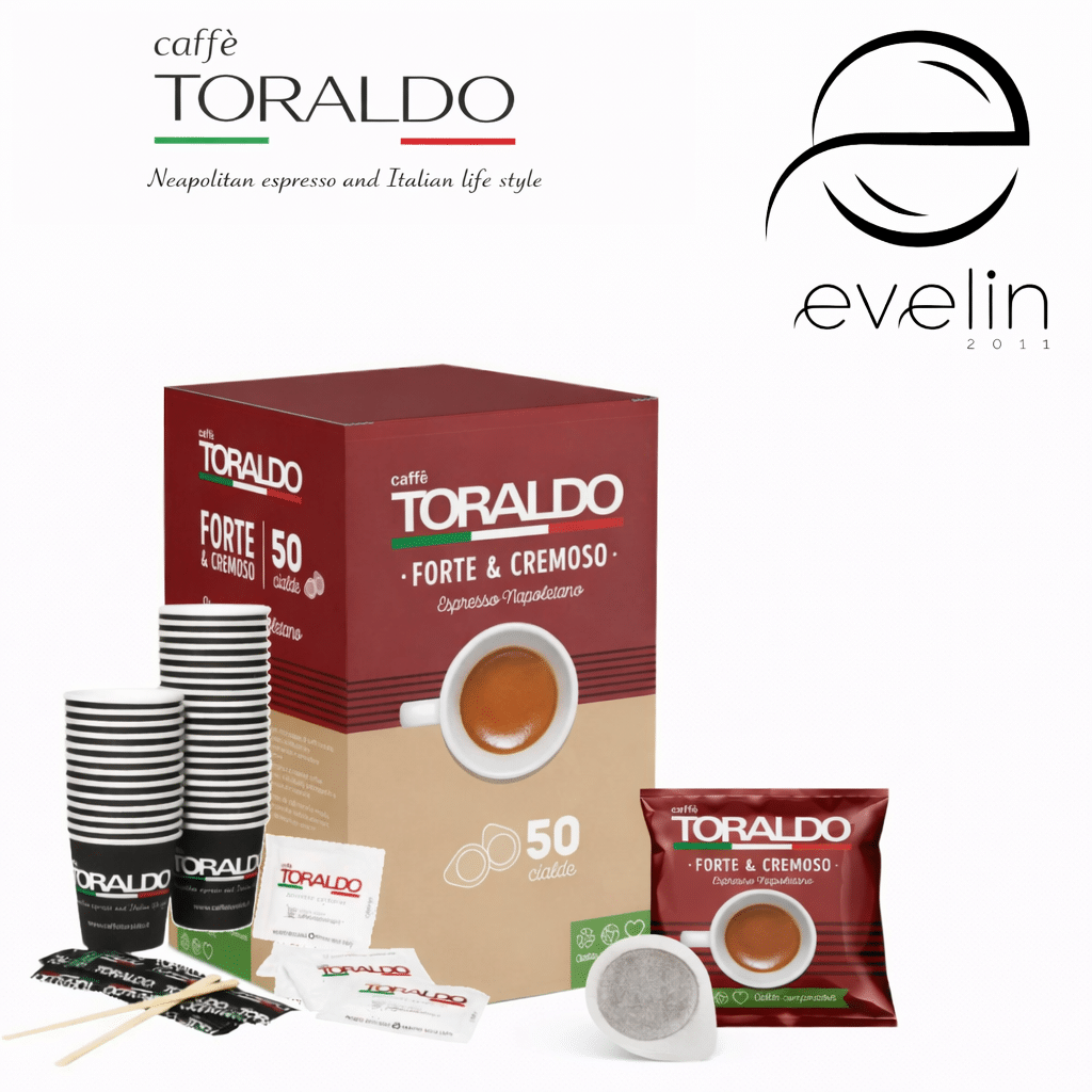 Toraldo Coffee Capsules Set 50 pcs. paper + *50 pcs. accessories each (sugar, stirrers, cups) - Forte & Cremoso