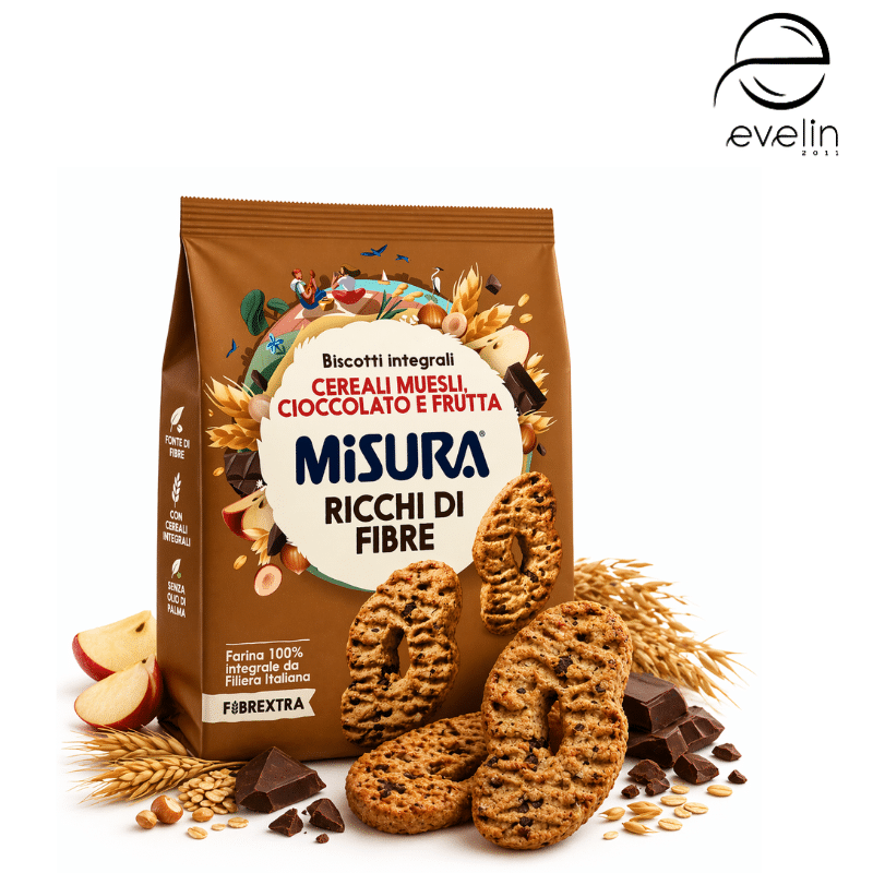 Бисквитки пълнозърнести с шоколадови парченца мюсли и плодове 230 гр.