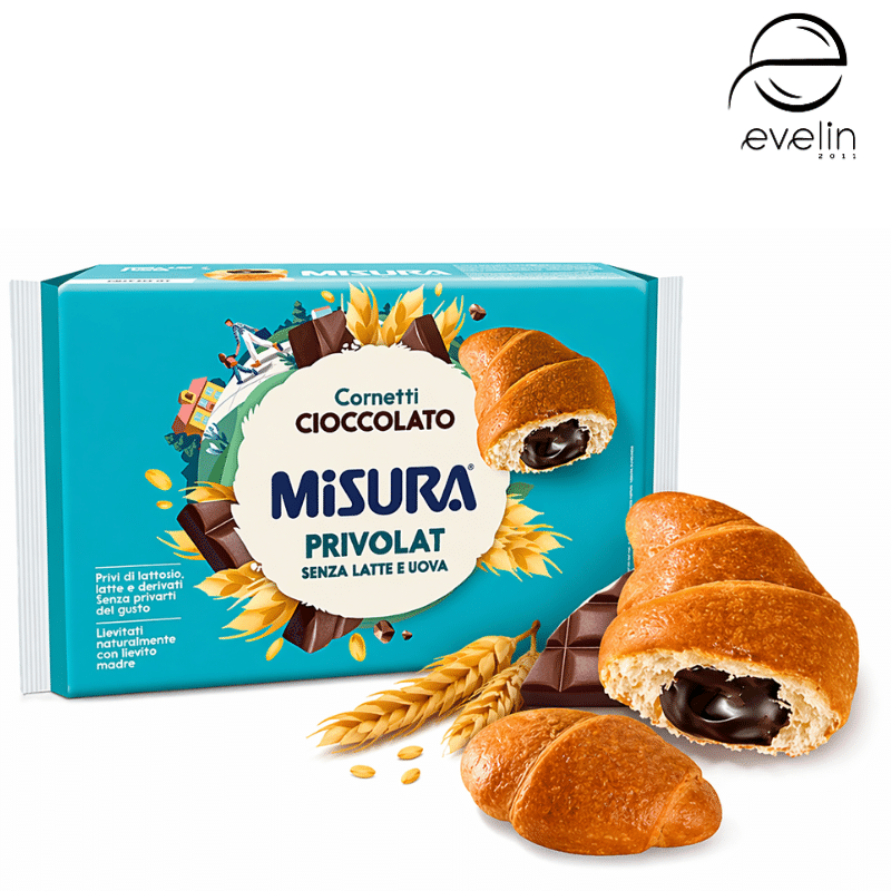 Кроасан с натурален квас и шоколадов пълнеж - без яйца , без лактоза, мляко и млечни продукти 298 гр.