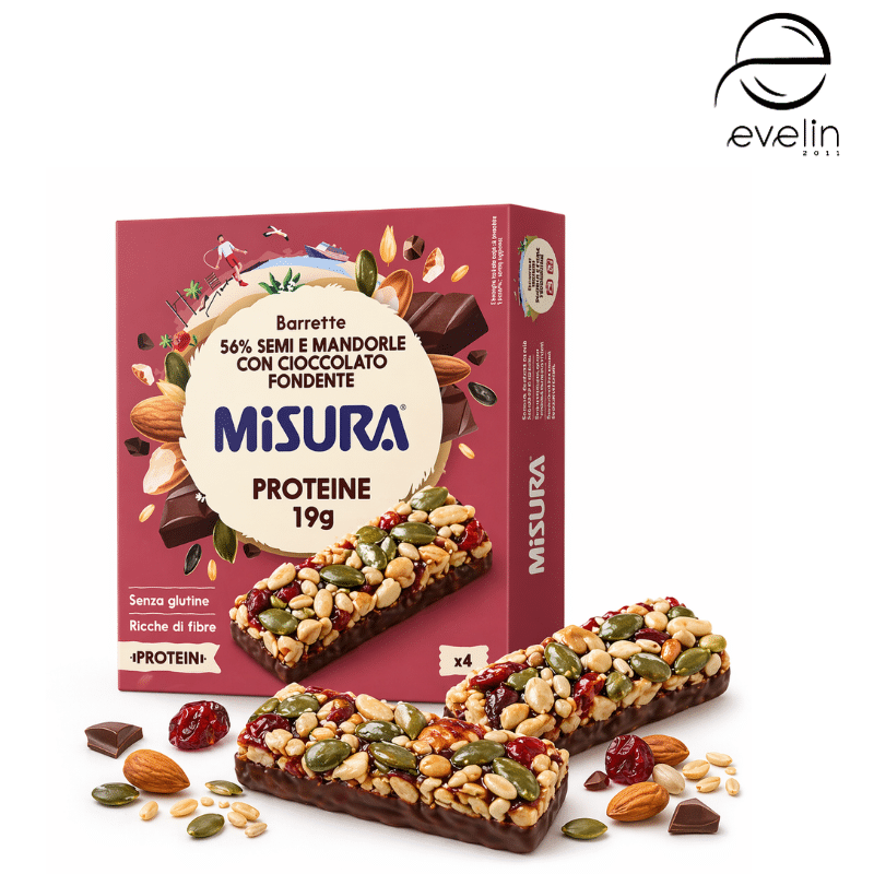 Протеинови барчета Misura Семена и бадеми с тъмен шоколад 4 x 30 гр.