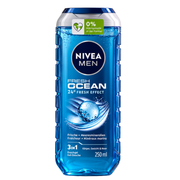 Душ гел Шампоан Нивеа 250 мл. - 3in1 For Men Fresh Ocean