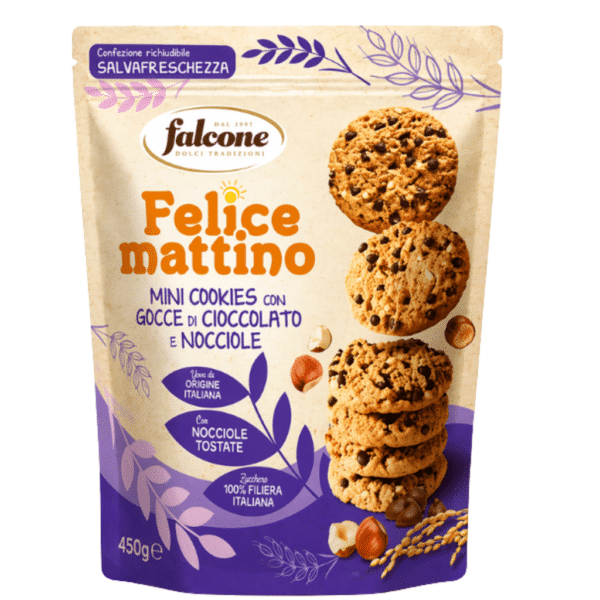 Бисквитки Mini gocce di cioccoalato e nocciole 450 гр