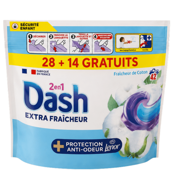 Капсули Даш 42 бр. -2in1 Anti Odor Protection Cotton Freshness