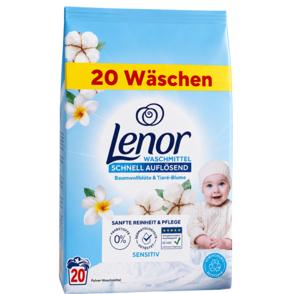Сух прах Ленор 1.2  кг. 20 пранета  Sensitive Cotton&Tiare