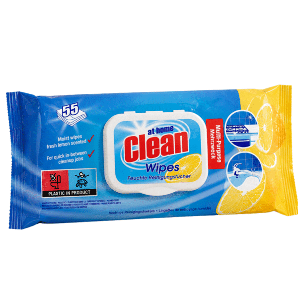 Мокри кърпи почистващи AT HOME CLEAN 55 бр. limon